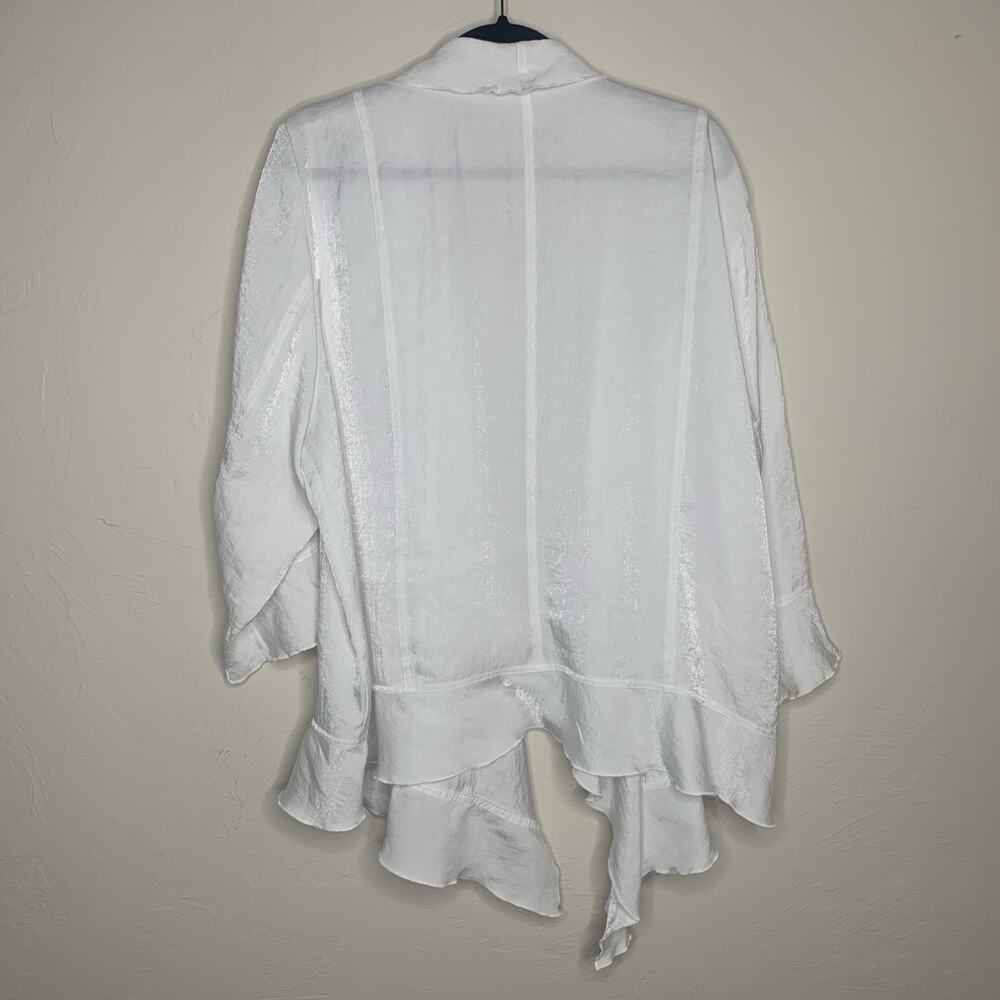 Ruby Rd. White Waterfall Jacket Open Front Sz 22W - image 6